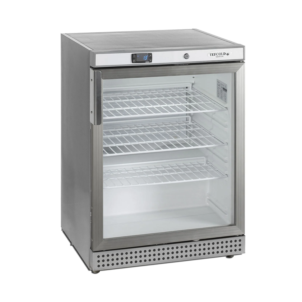 TEFCOLD - S STEEL SINGLE HINGED GLASS DOOR U COUNTER CHILLER,220- 240V 50Hz,600x600x850 TEFCOLD - S/STEEL SINGLE HINGED GLASS DOOR U/COUNTER CHILLER,220- 240V/50Hz,600x600x850 - Image 1