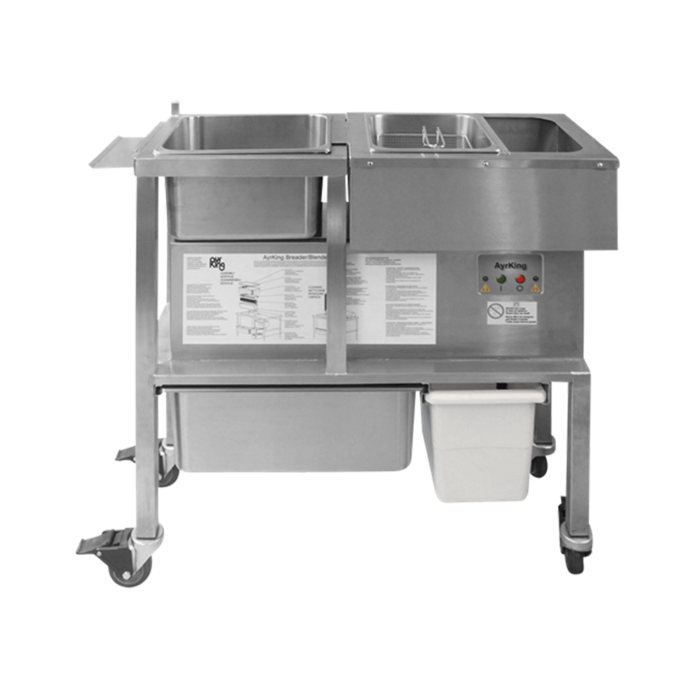 AyrKing - BBS-U-3515P - Compact Breading Work Station with Automatic Blender Sifter & Ice Bath Prep Area AyrKing BBS-U-3515P – Compact Breading Station with Auto Blender/Sifter & Ice Bath Prep (230V, Includes Accessories) - Image 1